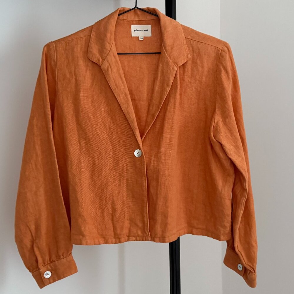 Paloma Wool Cropped Linen Top, Orange, Size XS/S